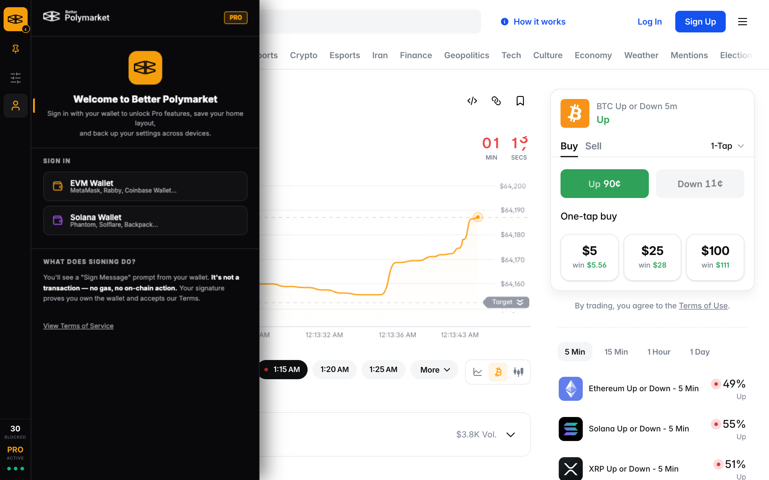 Wallet account and Pro sign-in